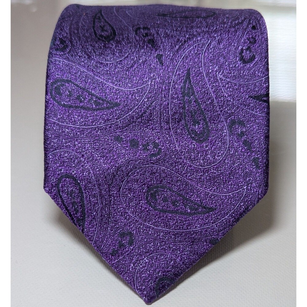 ROBERT TALBOTT MEN'S TIE PURPLE Paisley WIDTH: 3.25" LENGTH: 60" Vtg